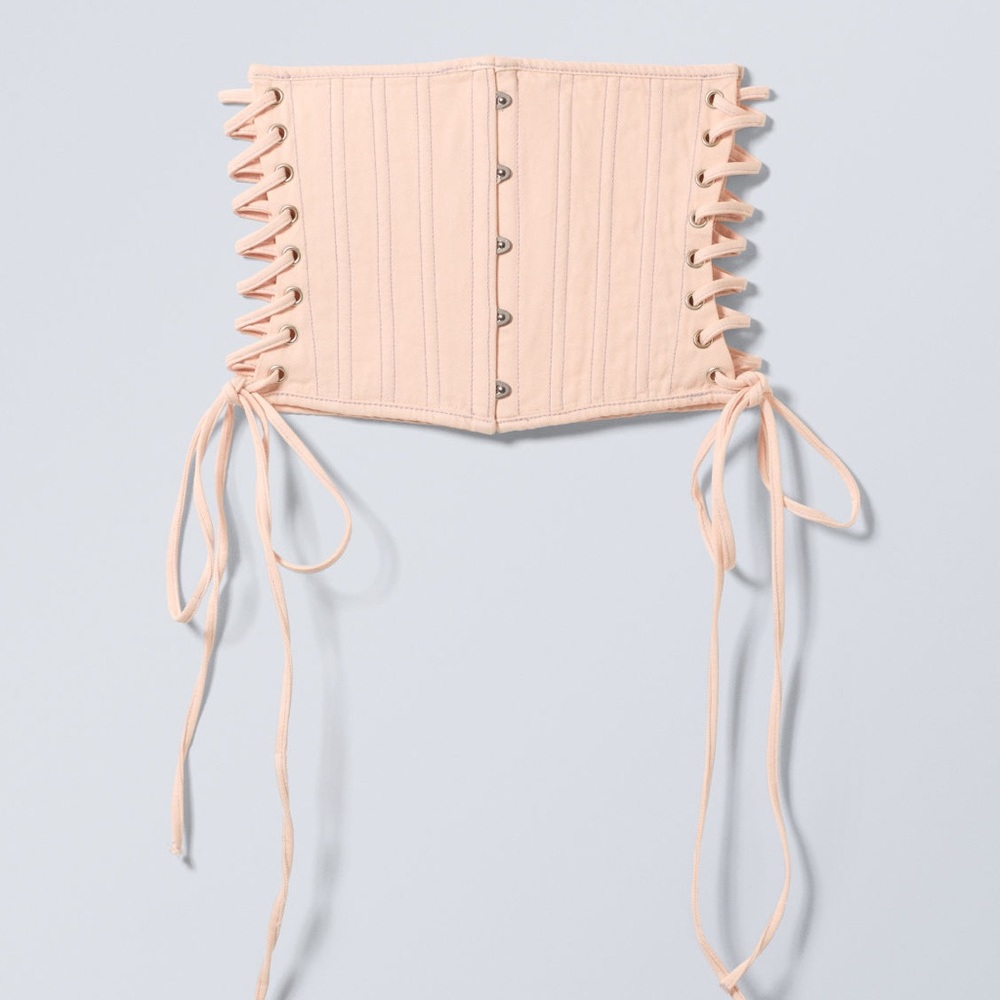 Weekday pink denim corset top